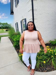 Peplum Tank - Taupe